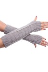 Mitaines tricotées sans doigts au poignet Gants en tricot Manches pour femmes Noir Long Unisexe pour Moufles Taille unique, b
