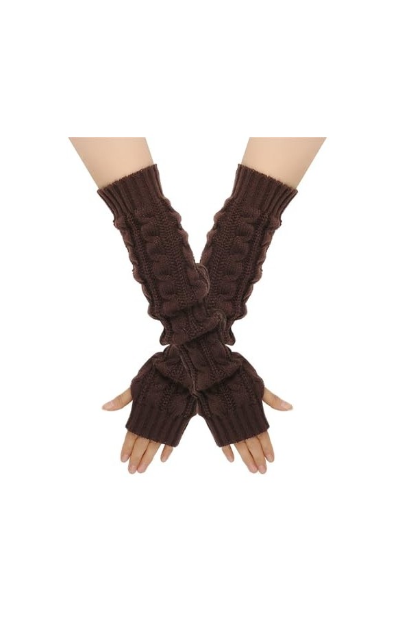 Gants longs en laine épaisse et chaude à 8 manches de personnage, manches dautomne et dhiver, manches tricotées pour femmes