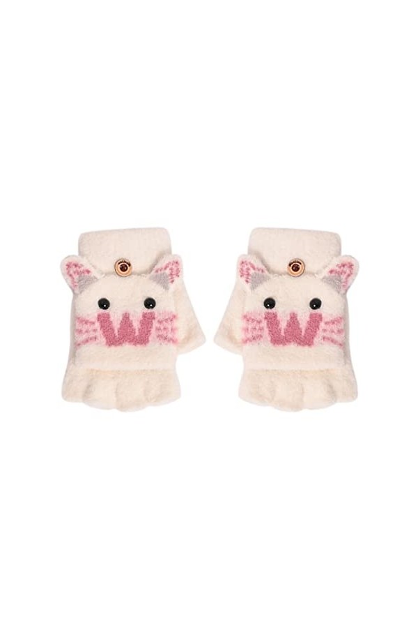 DUHGBNE Garçons Top Flip Gants Cartoon avec Moufles pour tout-petits Doigts Laine Semi-hiver Cabrio Cover Gants Cachemire Gan