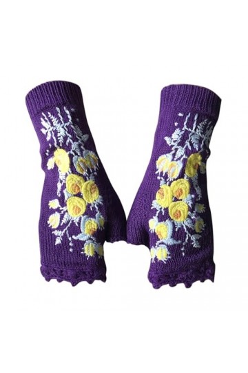 hahuha Gants Mitaines 2023 Gants brodés à la main Gants tricotés Gants floraux Gants dhiver chauds tissés à la main Mitaines