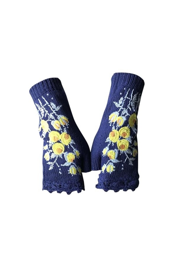 hahuha Gants Mitaines 2023 Gants brodés à la main Gants tricotés Gants floraux Gants dhiver chauds tissés à la main Mitaines
