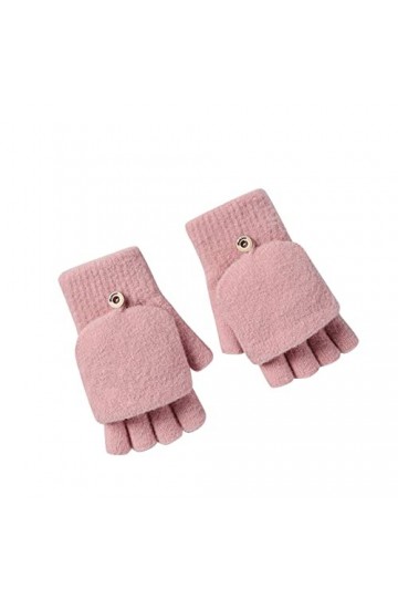 Moufles pour femme par temps froid - Gants dhiver chauffants - Gants chauds en tricot doublés - Poignets élastiques - Gants 