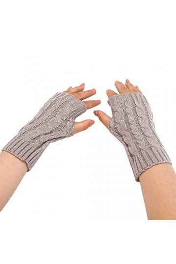 Gants dhiver en tricot pour femme - Noir - Gants tricotés sans doigts - Taille unique - Manches pour femmes - Hiver chaud - 