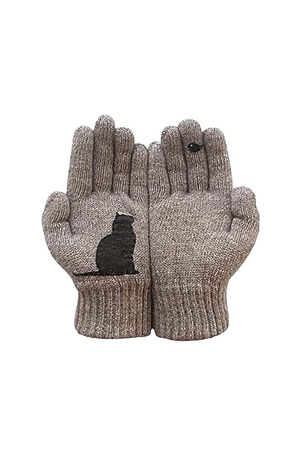 Jisoudia Gants de chat Mitaines, Gants dimpression doiseau de chat Moufle simple mignonne, Gants en coton pour ventilateur 