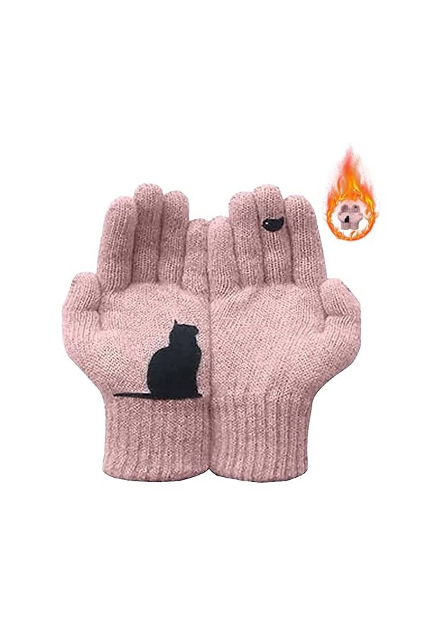 Jisoudia Gants de chat Mitaines, Gants dimpression doiseau de chat Moufle simple mignonne, Gants en coton pour ventilateur 
