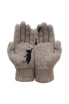 Rianpesn Gants dhiver pour femme – Gants tricotés chauds pour femme | Moufles élastiques et souples avec imprimé chat pour c