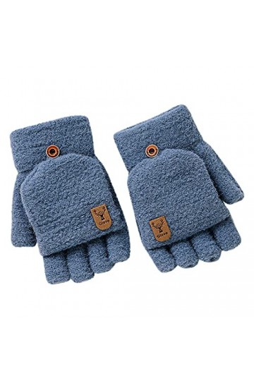 Gants pour femme - Chauds - Hiver - Gants tricotés sans doigts - Isolation thermique - Moufles cabriolets chauds - Rabat pour