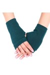 ehbn9 Gants sans Doigts tricotés en Coton Unisexe Couleur Unie moufles Extensibles avec Trou pour Le Pouce Noir