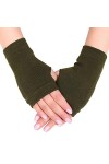 ehbn9 Gants sans Doigts tricotés en Coton Unisexe Couleur Unie moufles Extensibles avec Trou pour Le Pouce Noir