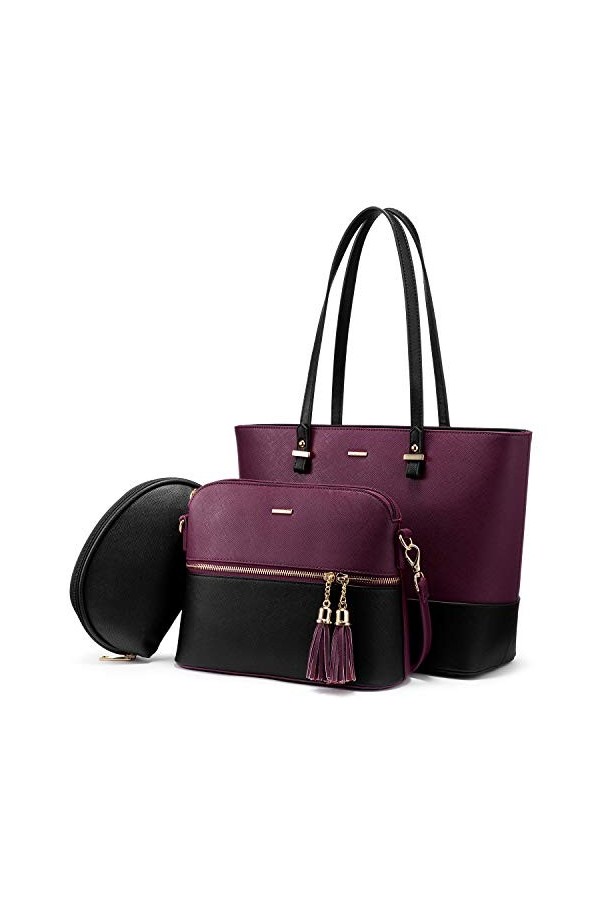LOVEVOOK Sac à Main Femme Sac à épaule Sac à bandoulière femme Grand sac fourre-tout pour femme pour Collège Affaires, Ensemb