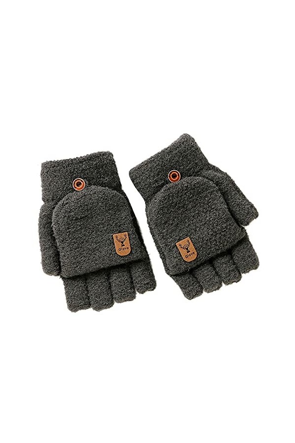 CreoQIJI Gants Femme Hiver Tricotés Mitaines sans Doigts Isolation Thermique Moufles Cabriolet Chaud Couverture à Rabat pour 