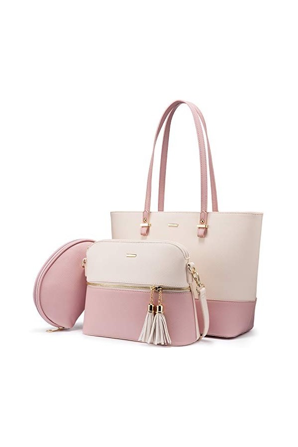 LOVEVOOK Sac à Main Femme Sac à épaule Sac à bandoulière femme Grand sac fourre-tout pour femme pour Collège Affaires, Ensemb