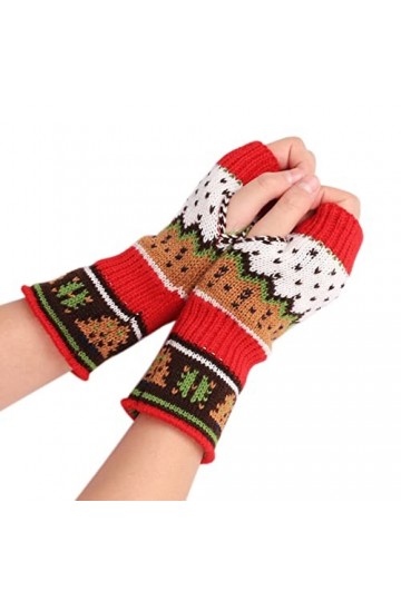 Mitaines dhiver sans doigts pour cosplay - Gants tricotés - Noir - Longs - Unisexe - Pour femme - Extensible, rouge, A