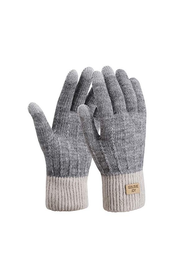 TAGVO Gants Hiver Chauds tricotés à écran Tactile pour Femmes,Tricotés Gants de Travail antidérapants en Polaire Chaude élast