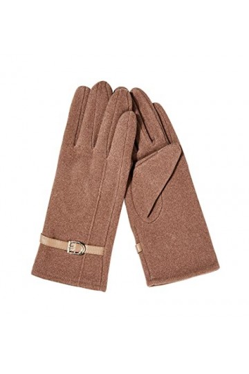 Gants Femme Suédé Poils Hiver Chaud Epais Mouffle Ecran Tactile Doublure Polaire Confortable Conduite Jogging Extérieur brun