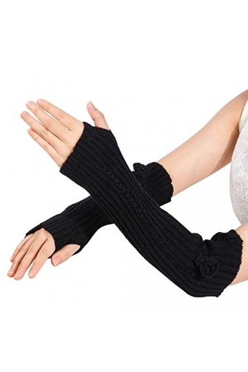 Gants Longs Sans Doigts DHiver, Gants en Tricoté Arm Femme, Gants Longs Sans Doigts, Gants Chauffe-bras Dhiver pour Femmes,