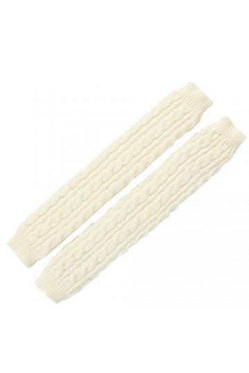 ACVIP Mitaines torsadées en tricot torsadé longueur coude avec trou pour le pouce - Ecru - Taille unique