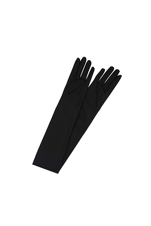 ZHIYU Sexy 22 Noir Satin Gants Fête Femmes Moufles Longues Moufles Blanches Doigts Gants Longs Latex, Noir , taille unique