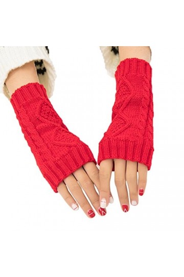 Kentop Moufles chaudes pour femme - Manches tricotées - Gants longs - Chauffe-pouls - Gants dhiver rouge 
