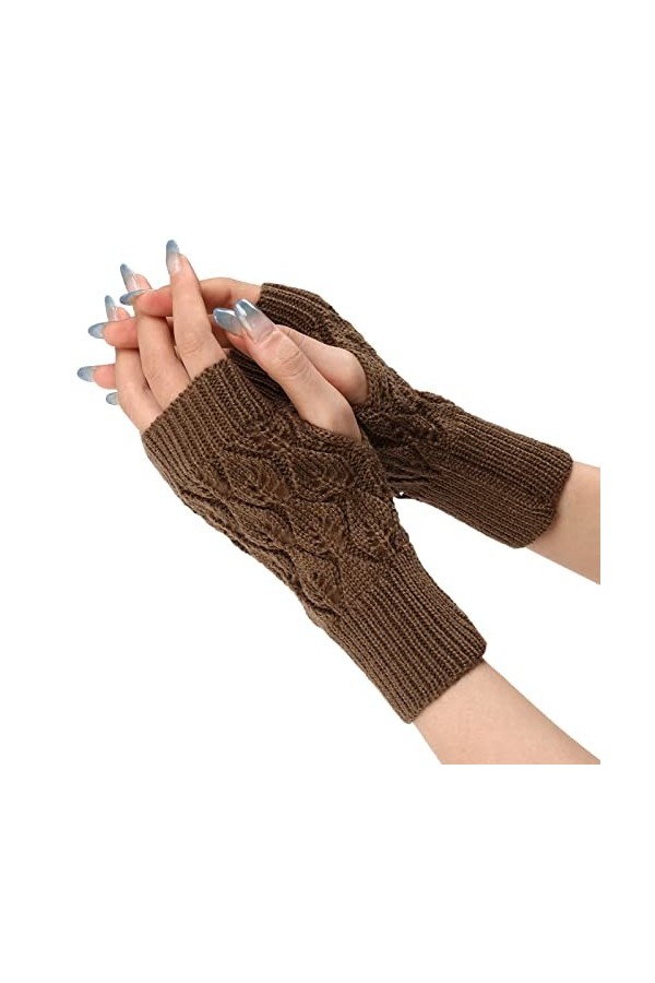 NIUREDLTD Mitaines Doigts Femmes Noir Vêtements Accessoires Gants dhiver Taille Unique Tricoté Poignet Hiver Automne Jambe C