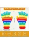 Gants Demi-Doigts de Dactylographie Thermiques Unisexes Extensibles Mitaines Tricotées sans Doigts à Rayures Arc-en-Ciel