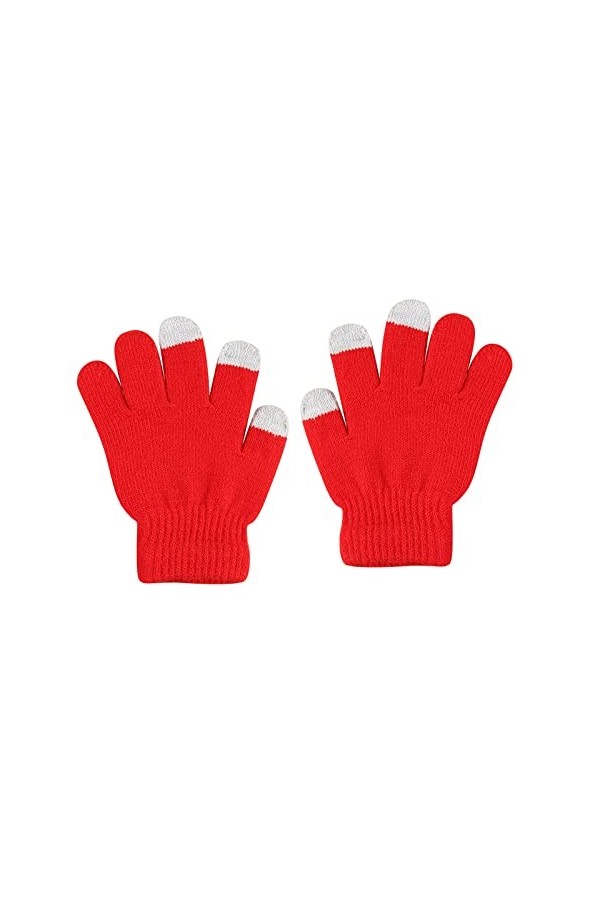 Gants de cyclisme extensibles en laine pour enfants - Gants tricotés sans gants avec poches - Moufles pour femme - Pour temps