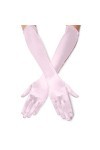 Gants de danse en satin pour femme - Longueur des doigts - Gants dopéra des années 1920 - Moufles pour enfant rose, taille 