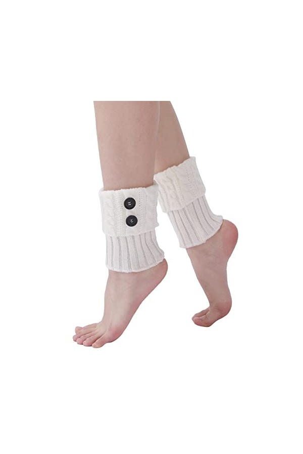 ZHIYU Gants en acrylique confortables Moufles chaudes pour femmes avec câble épais chauffe-mains, Blanc., taille unique