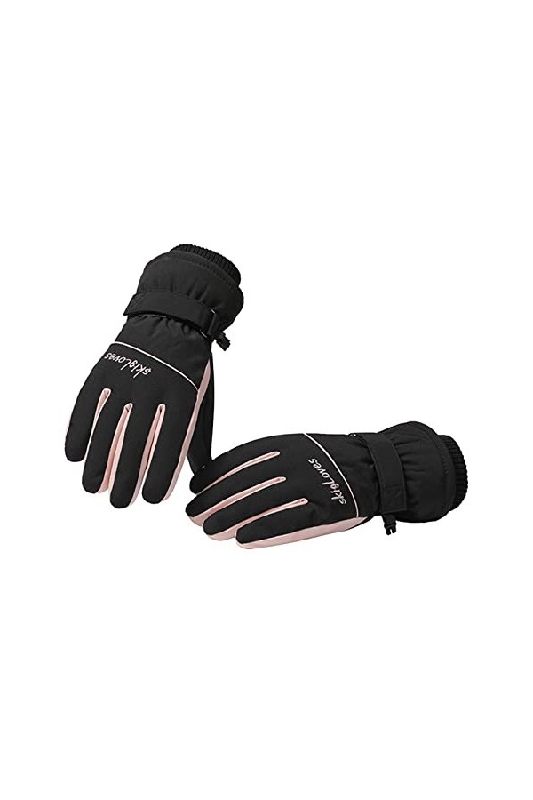 LOIJMK Moufles de ski pour femme - Chaudes - Épaissies - Coupe-vent - Imperméables - Moufles déquitation dextérieur - Gants