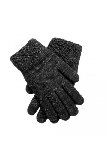 Gants dhiver chauds et tendance tricotés de couleur unie pour hommes et femmes, moufles pour femmes par temps froid, Noir , 