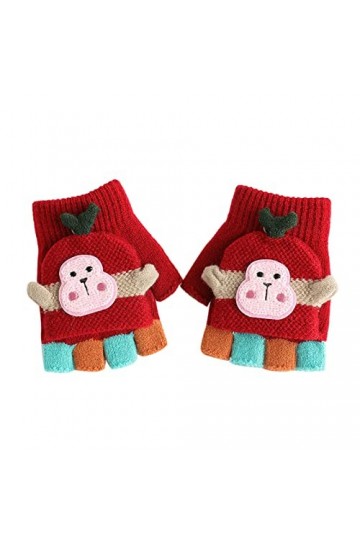 Generisch Doigts Bijoux Enfant Hiver Convertible Demi Doigt Gants Flip Enfant Dinosaure Top Laine avec Moufles Garçons Gants 