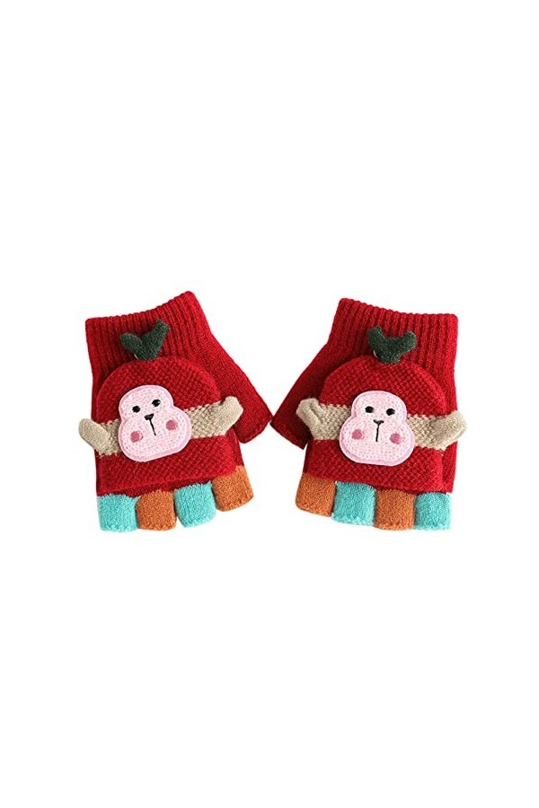 Generisch Doigts Bijoux Enfant Hiver Convertible Demi Doigt Gants Flip Enfant Dinosaure Top Laine avec Moufles Garçons Gants 