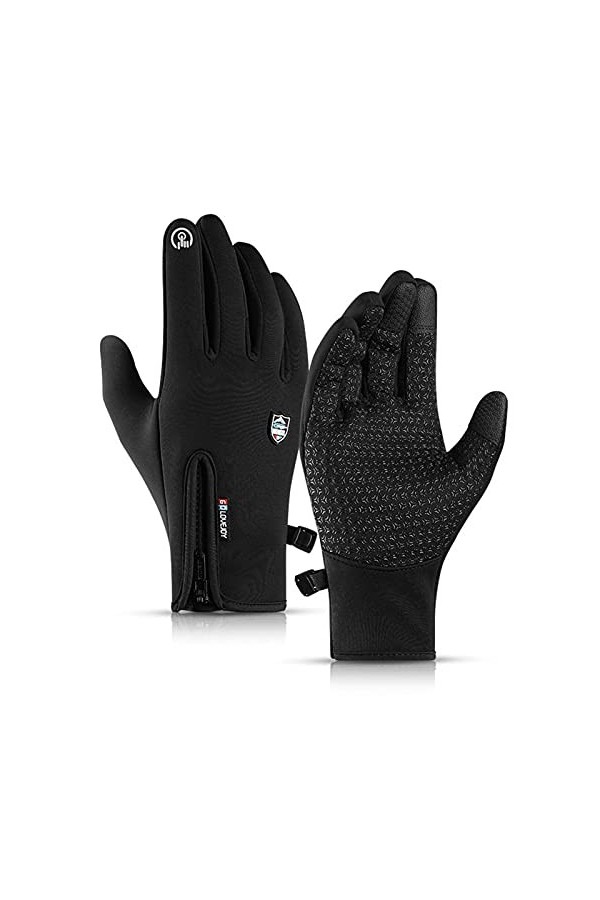 Gants de cyclisme dhiver pour homme et femme, coupe-vent, écran tactile, gants imperméables, antidérapants, moufles bleues, 