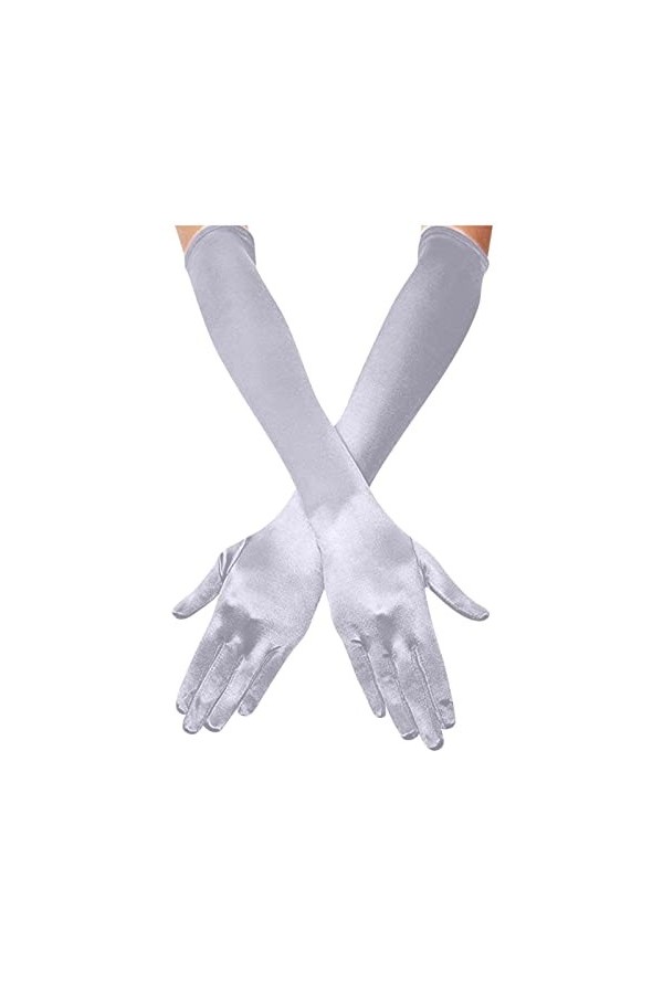 Gants de danse en satin pour femme - Longueur des doigts - Gants dopéra des années 1920 - Moufles pour enfant argent, taill