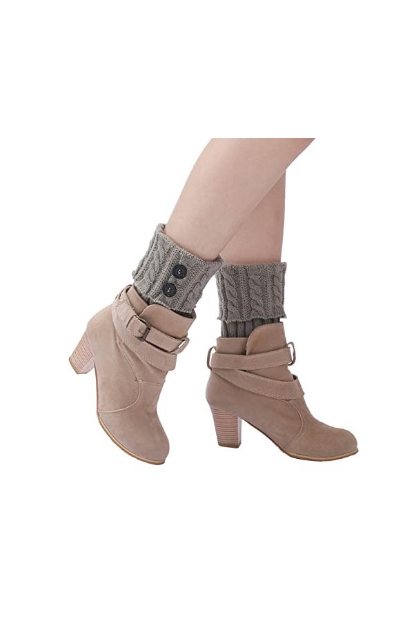 ZHIYU Gants en acrylique confortables Moufles chaudes à câble épais pour femmes Jambières de neige dames, gris, taille unique