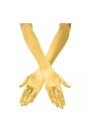 Gants de danse en satin pour femme - Longueur des doigts - Gants dopéra des années 1920 - Moufles pour enfant jaune, taille