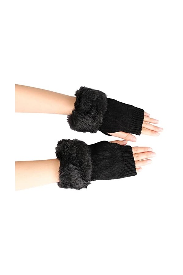 NIUREDLTD Gants sans doigts Femme Noir Gants Cosplay Bras Taille Unique Manches pour Femmes Hiver Automne Unisexe pour Kawaii