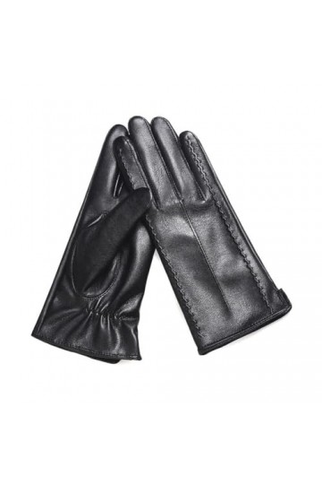 LIUZHIPENG Gants dhiver en cuir synthétique pour femme, doublure en laine chaude, écran tactile, textos, conduite, moufles d