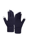 Gants dhiver chauds en laine de couleur unie pour femme - Gants tricotés résistants au froid - Moufles chauffants pour temps
