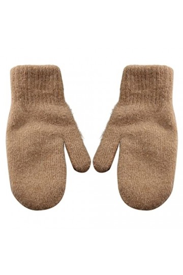 1 paire de moufles pour femme à double couche, extensibles, douces, épaisses, résistantes au froid, couleur unie, pour lauto