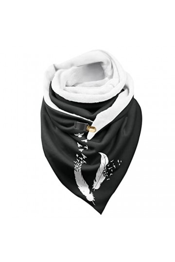 STKOOBQ Écharpe à plumes vintage pour femme, imprimé bohème, châle, écharpes courtes et chaudes pour lhiver, gants et moufle