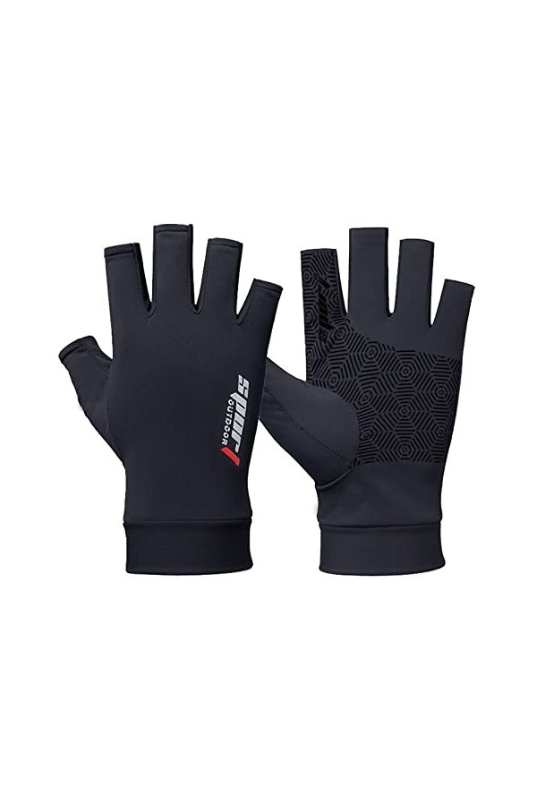 QWUVEDS Gants Sunblock sans doigts, gants de conduite antidérapants, gants dété dextérieur pour femmes et filles, gants bla