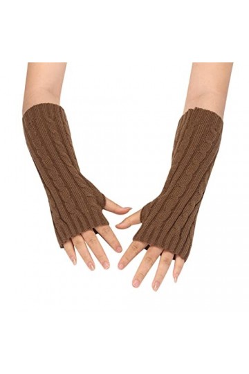 Mitaines sans doigts au poignet - Mitaines dhiver tricotées - Manchettes extensibles en tricot - Pour lhiver et lautomne -