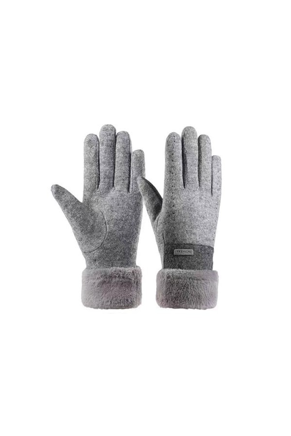Caxndycing Gants dhiver chauds pour femme avec doublure en polaire Gants dhiver pour temps froid Moufles coupe-vent en daim