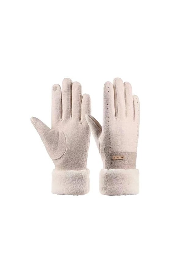 Caxndycing Gants dhiver chauds pour femme avec doublure en polaire Gants dhiver pour temps froid Moufles coupe-vent en daim