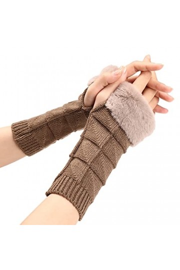 Gants sans doigts pour femme Noir Vêtements Accessoires Gants dhiver tricotés Poignet Hiver Chaud Jambes Chauffe-mains Moufl