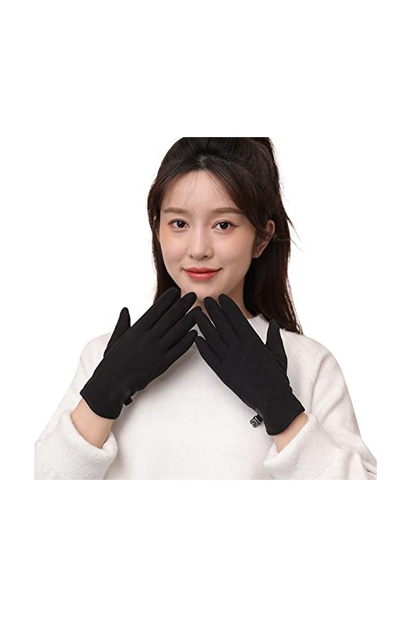 Gants Femme Tactile Thermique Moufle Hiver Chauds Gants en Peluche Elegant Mignon Moufle Couleur Pure Gloves Doublure Polaire