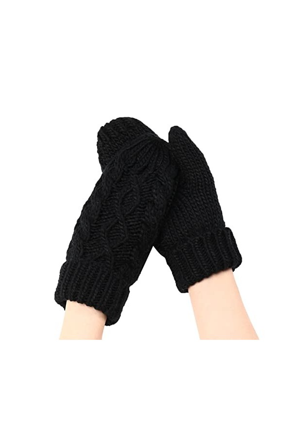 Gants dhiver pour femme - Gants chauds coupe-vent élastiques - Gants noirs pour femme - Moufles pour temps froid kaki, tail