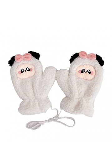 Haloppe Moufles pour femme automne hiver gants de protection des mains doux blanc