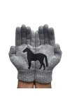 FOLODA Gants dhiver chauds tricotés - Pour femme - Motif chevaux noirs - Moufles irrégulières